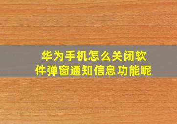 华为手机怎么关闭软件弹窗通知信息功能呢