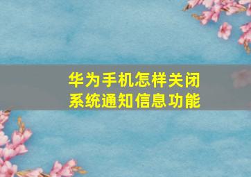 华为手机怎样关闭系统通知信息功能