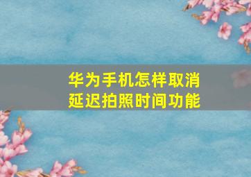 华为手机怎样取消延迟拍照时间功能