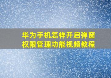 华为手机怎样开启弹窗权限管理功能视频教程