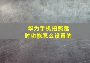 华为手机拍照延时功能怎么设置的