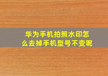 华为手机拍照水印怎么去掉手机型号不变呢