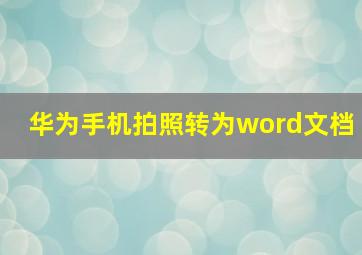 华为手机拍照转为word文档