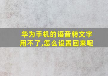 华为手机的语音转文字用不了,怎么设置回来呢