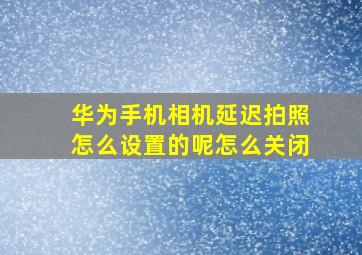 华为手机相机延迟拍照怎么设置的呢怎么关闭