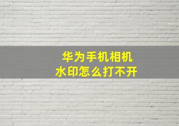 华为手机相机水印怎么打不开