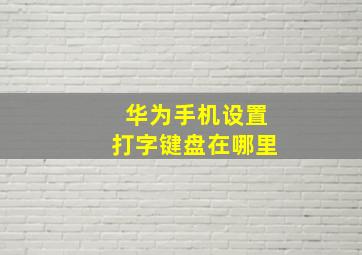 华为手机设置打字键盘在哪里