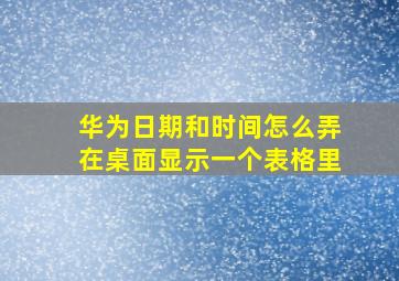 华为日期和时间怎么弄在桌面显示一个表格里