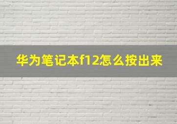 华为笔记本f12怎么按出来