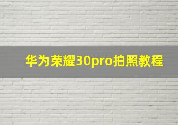 华为荣耀30pro拍照教程