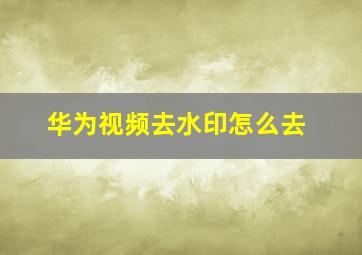 华为视频去水印怎么去