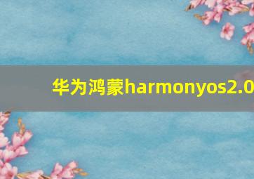 华为鸿蒙harmonyos2.0