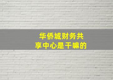 华侨城财务共享中心是干嘛的