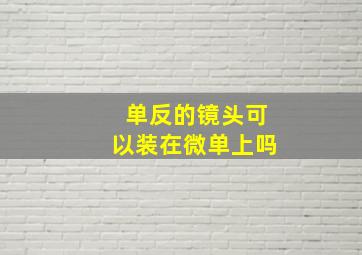 单反的镜头可以装在微单上吗