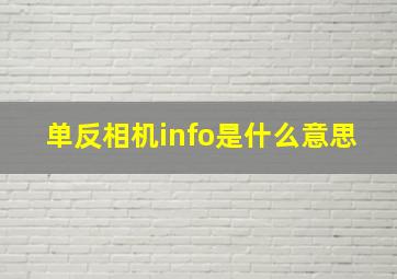 单反相机info是什么意思