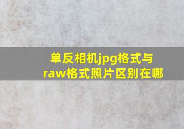 单反相机jpg格式与raw格式照片区别在哪