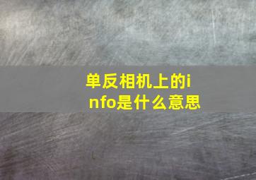 单反相机上的info是什么意思