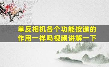 单反相机各个功能按键的作用一样吗视频讲解一下