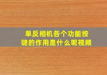 单反相机各个功能按键的作用是什么呢视频