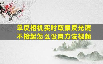 单反相机实时取景反光镜不抬起怎么设置方法视频