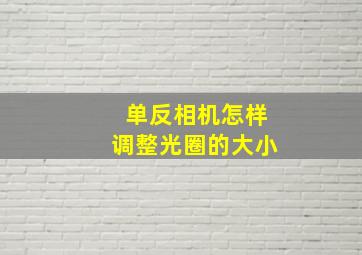 单反相机怎样调整光圈的大小