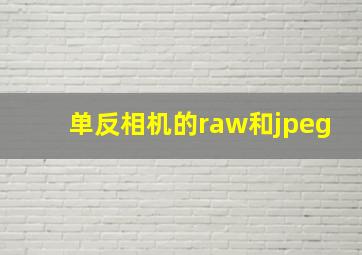 单反相机的raw和jpeg