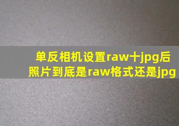 单反相机设置raw十jpg后照片到底是raw格式还是jpg