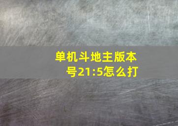 单机斗地主版本号21:5怎么打