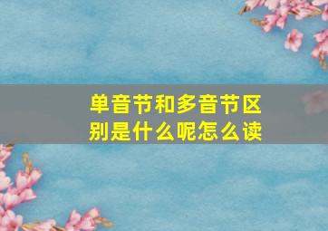 单音节和多音节区别是什么呢怎么读