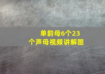 单韵母6个23个声母视频讲解图