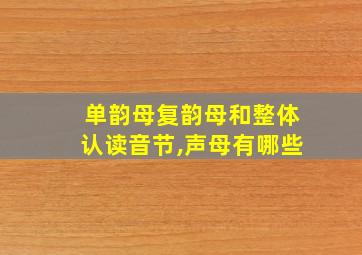 单韵母复韵母和整体认读音节,声母有哪些