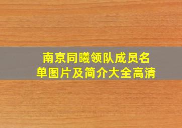 南京同曦领队成员名单图片及简介大全高清