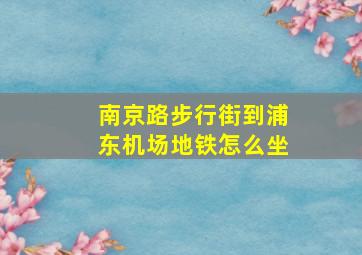 南京路步行街到浦东机场地铁怎么坐