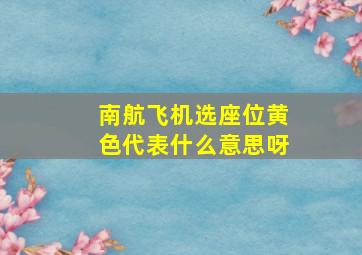 南航飞机选座位黄色代表什么意思呀