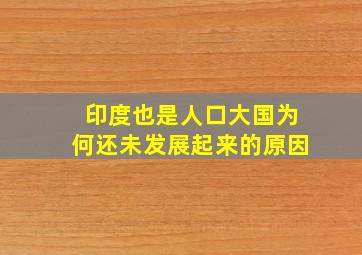 印度也是人口大国为何还未发展起来的原因