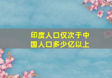 印度人口仅次于中国人口多少亿以上