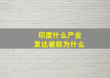 印度什么产业发达被称为什么