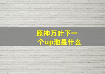 原神万叶下一个up池是什么