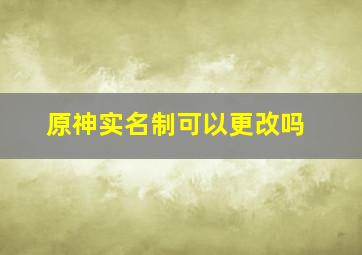 原神实名制可以更改吗