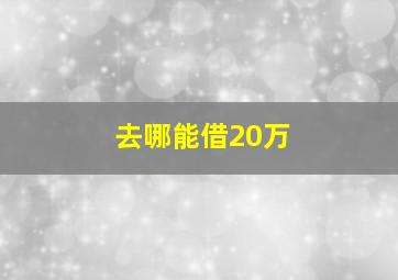 去哪能借20万