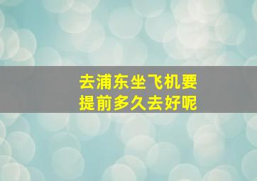 去浦东坐飞机要提前多久去好呢