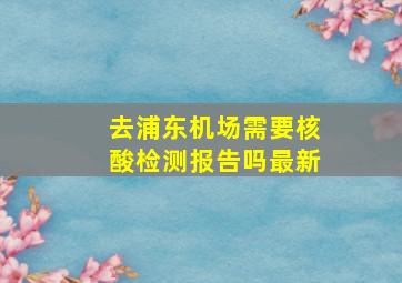 去浦东机场需要核酸检测报告吗最新