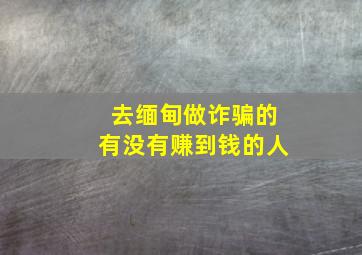 去缅甸做诈骗的有没有赚到钱的人