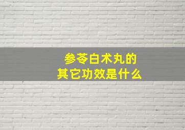 参苓白术丸的其它功效是什么