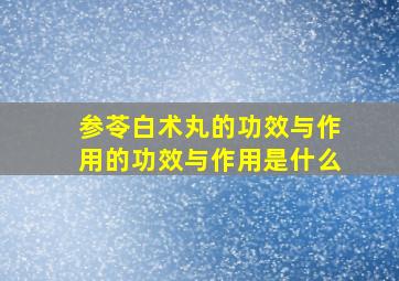 参苓白术丸的功效与作用的功效与作用是什么