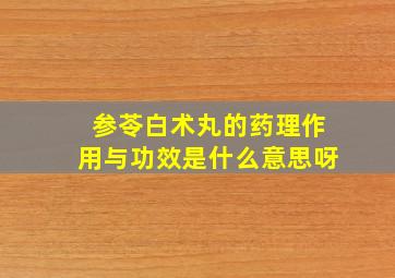 参苓白术丸的药理作用与功效是什么意思呀