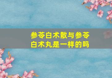 参苓白术散与参苓白术丸是一样的吗