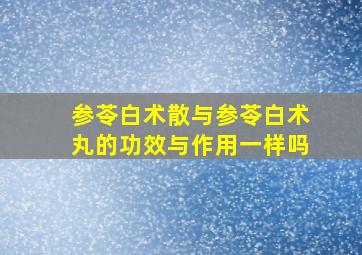 参苓白术散与参苓白术丸的功效与作用一样吗