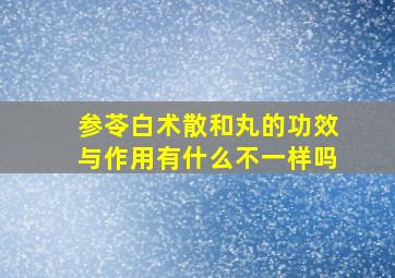 参苓白术散和丸的功效与作用有什么不一样吗