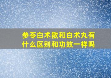 参苓白术散和白术丸有什么区别和功效一样吗